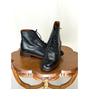 Vintage 90's Frye Black Leather Dress Lace Up Boot Mens 8 Made In Mexcio #0118C